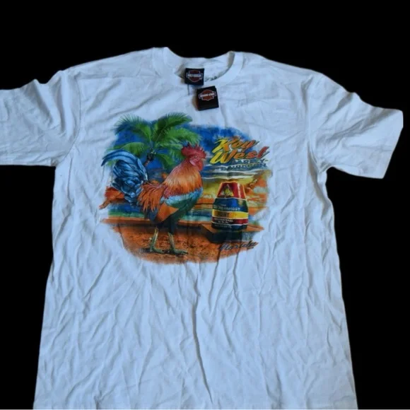 Harley-Davidson White Short Sleeve Tee with Colorful Graphic Design - Picture 3 of 3